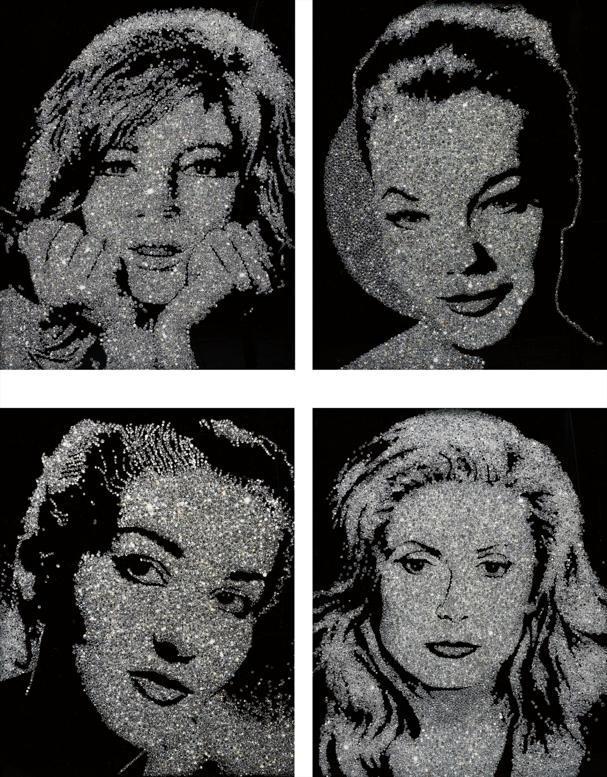 Vik Muniz — Four Works: (i) Monica Vitti; (ii) Romy Schneider; (iii) Maria Callas; (iv) Catherine Deneuve; (from Pictures of Diamond Dust)