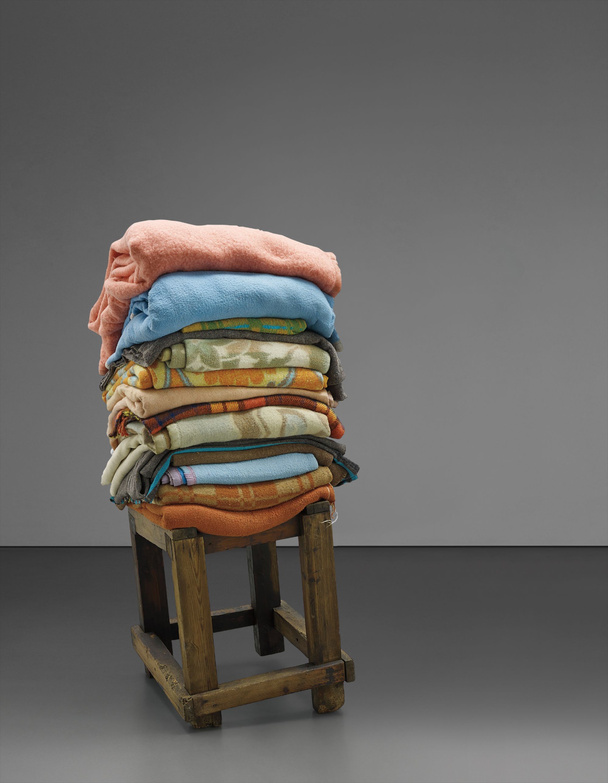 Berlinde De Bruyckere — wooden stool and blankets