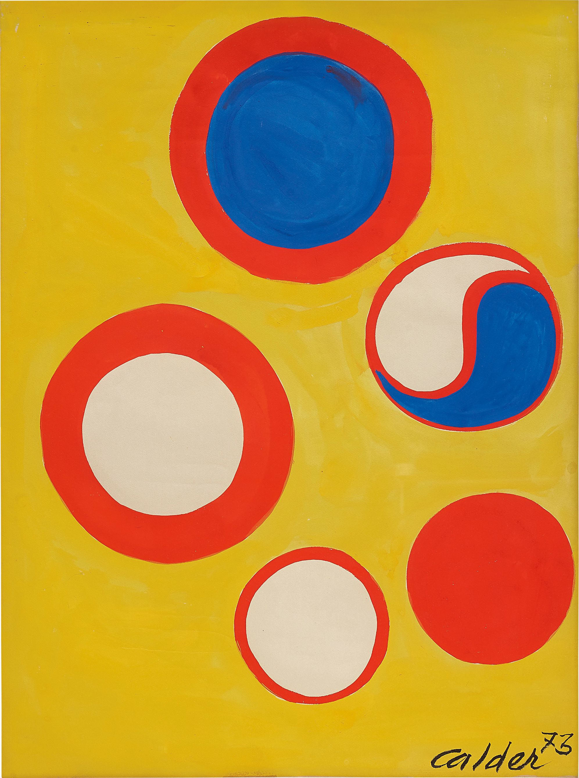 Alexander Calder — The Five Red Circles, Filled Variously