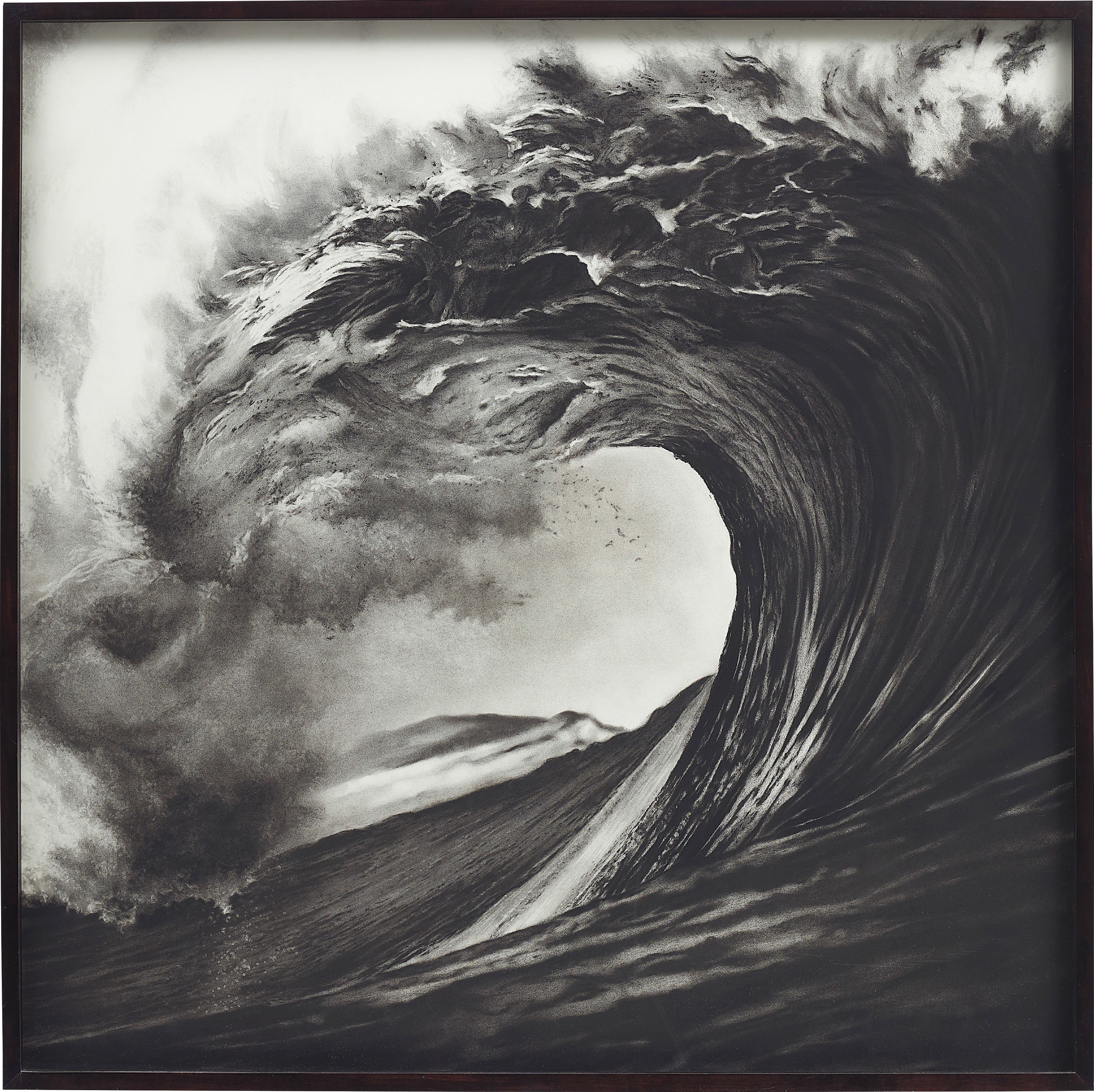 Robert Longo — 'On the wall above my desk hung a picture of a huge, cresting wave that I had torn out of a surfing magazine that belonged to my son, Viktor. Earlier that year [1999] I had taught him to surf – passing my time in the water, pushing him onto waves. I stared for a long time at that picture. It had power and abstraction. I went to work, using the wave as a basis for a large drawing. It just happened and I followed' - Robert Longo.