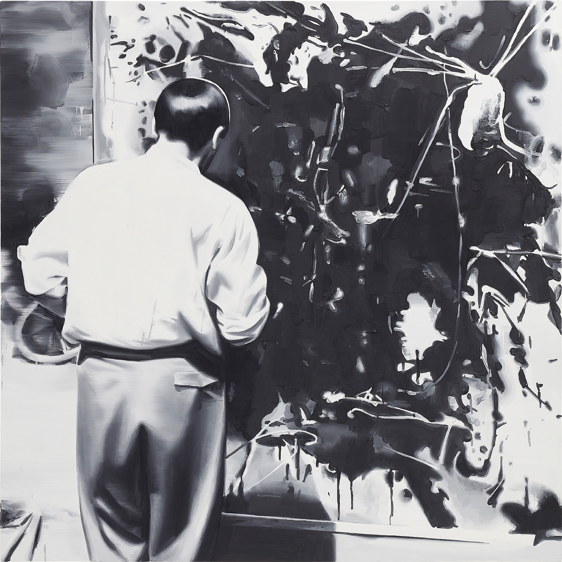 Tadeusz Kantor przy Powstającym Obrazie Informel