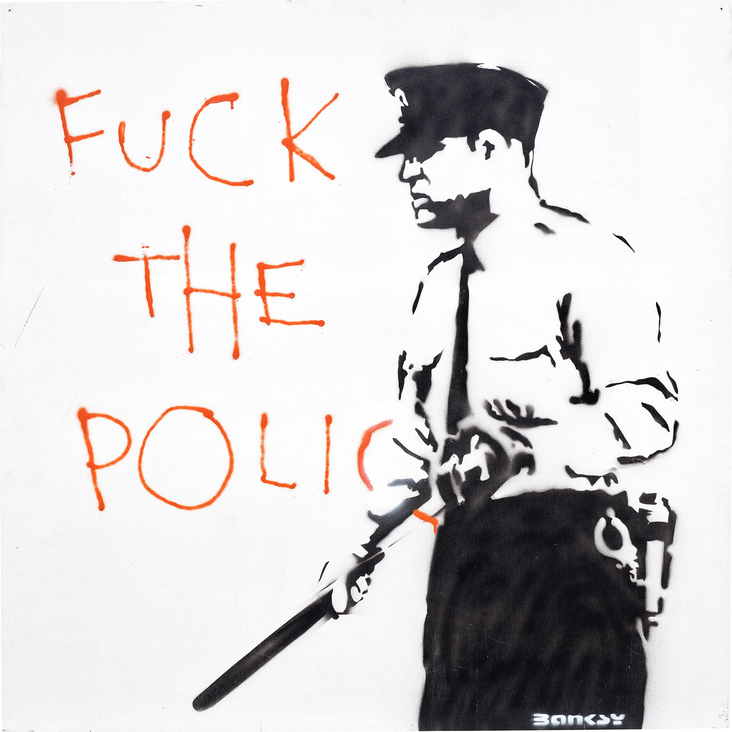 Banksy — stencilled with the artist’s tag 'BANKSY' lower right