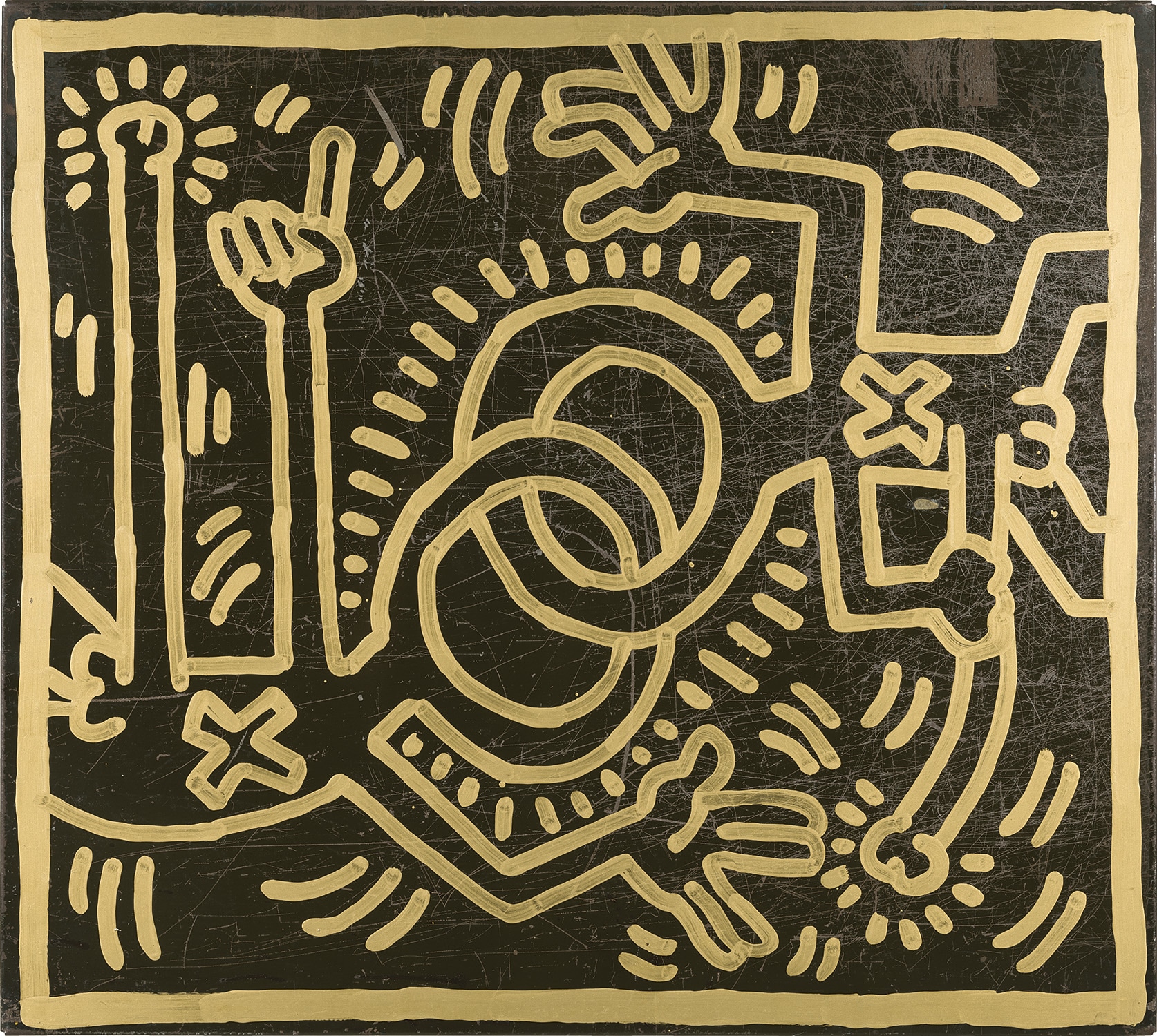 Keith Haring — Executed on 31 December 1984, this work is accompanied by a certificate of authenticity from the Keith Haring Studio LLC and is registered under the application number 082009A4.