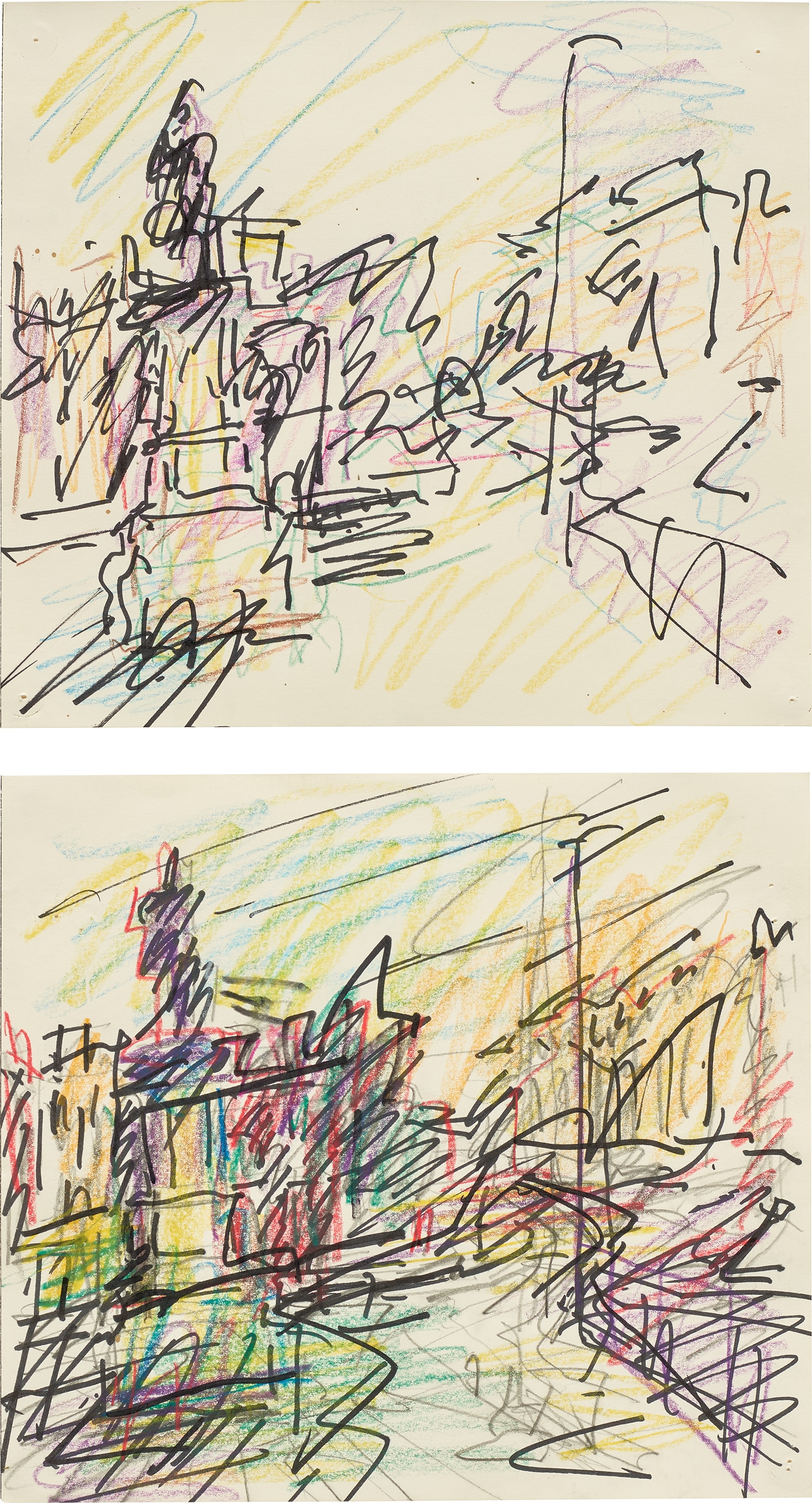Frank Auerbach — Two Studies for 'Mornington Crescent - Summer Morning'