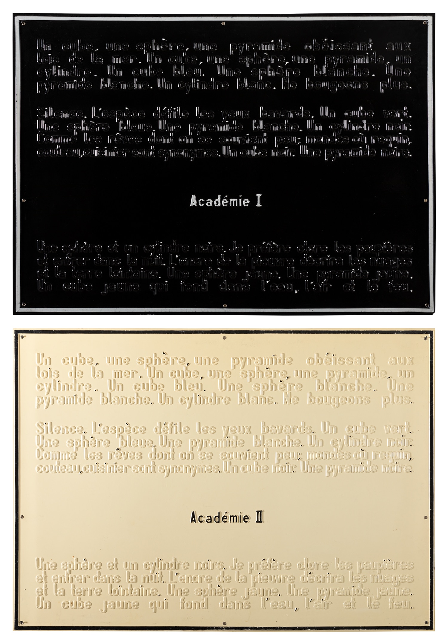Marcel Broodthaers — Two works: (i) Académie I, (ii) Académie II