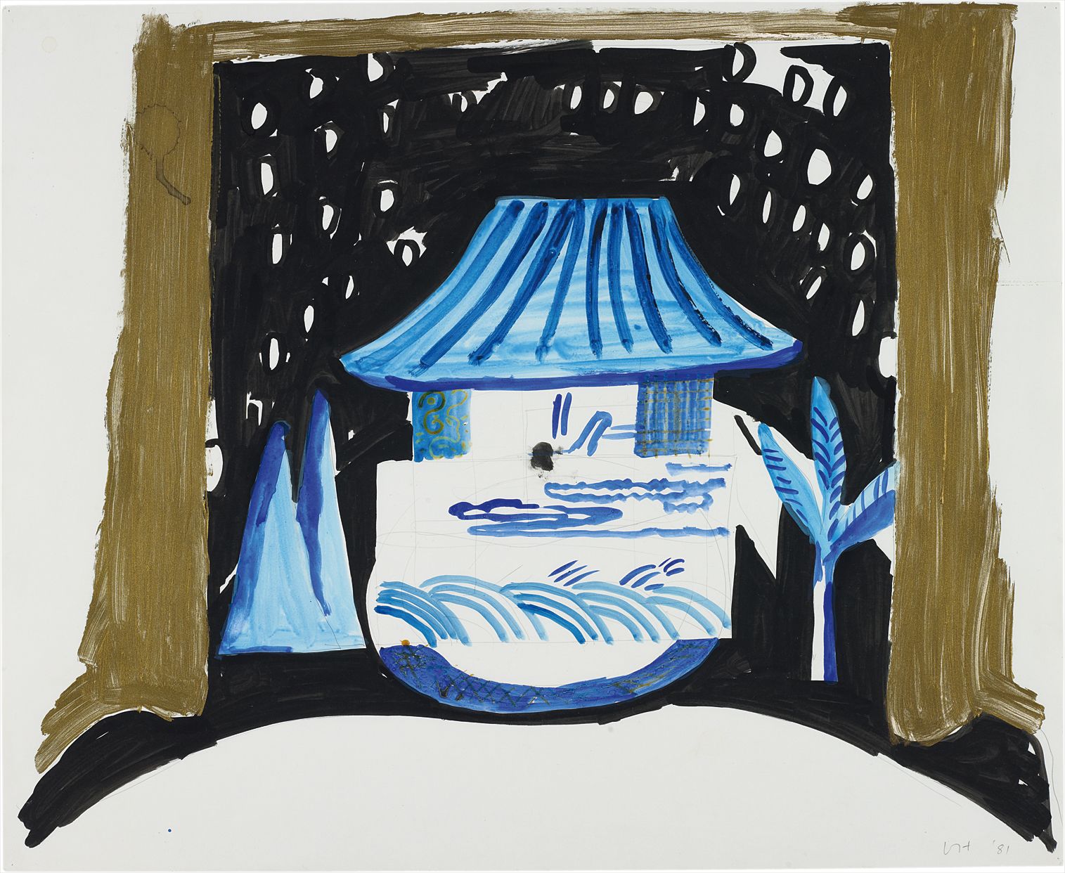 David Hockney — Mountain, Tree, Palace and Seashore from Le Rossignol