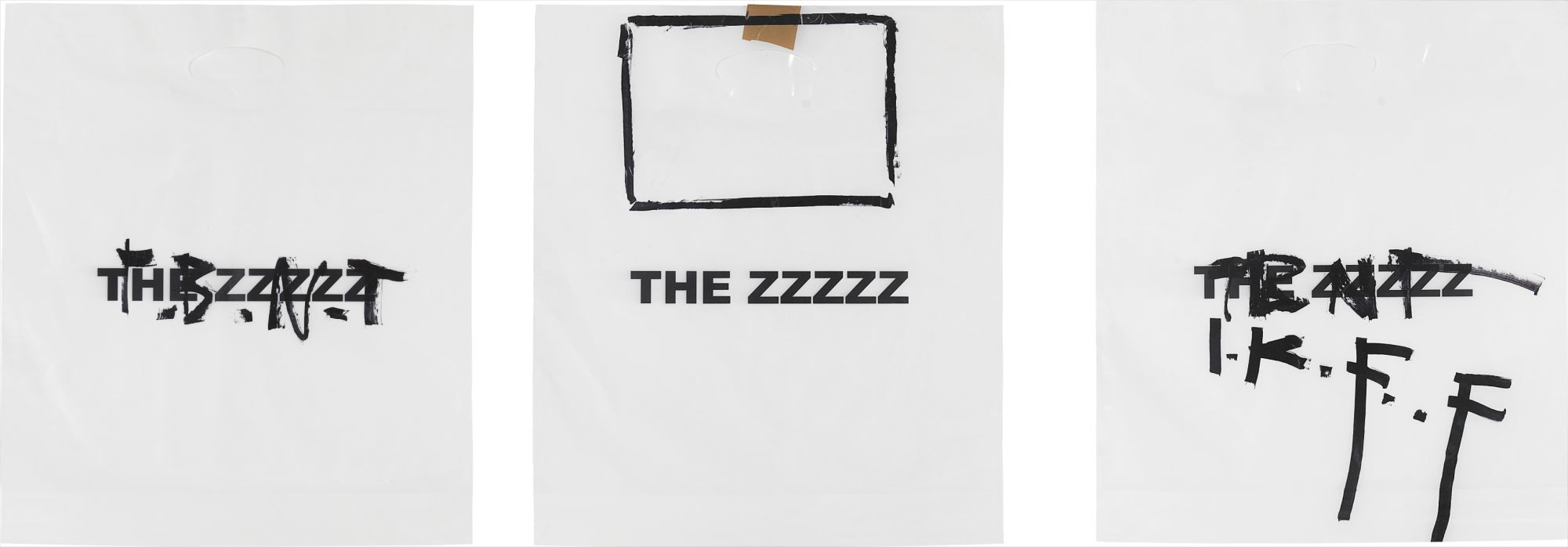 plastic bag, print, black marker