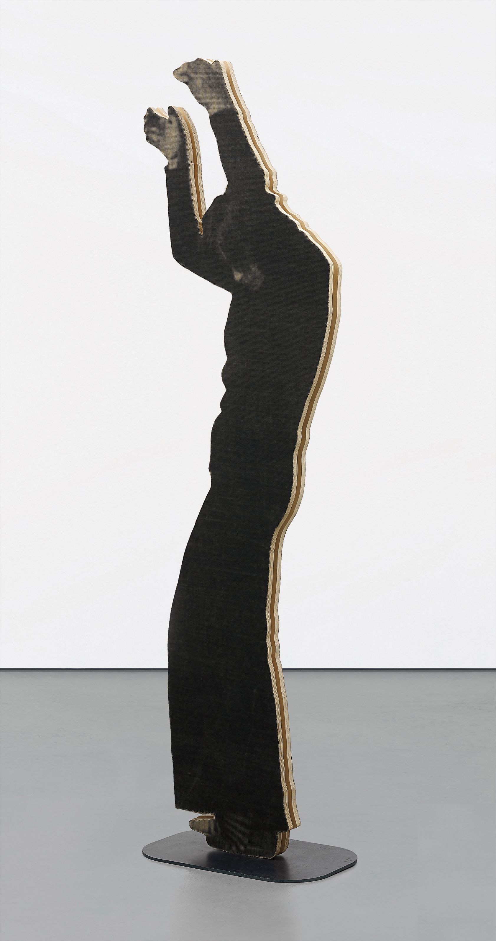 screen printed jute, plywood and steel stand