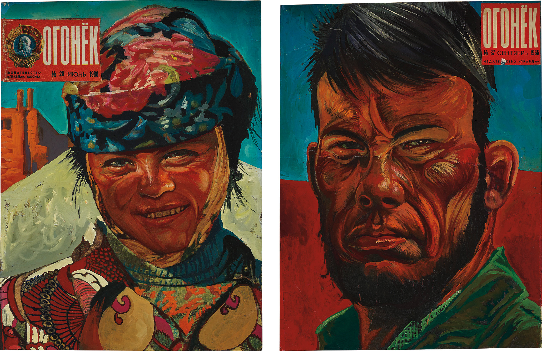 Sergey Zarva — Two works: (i) FROM THE SERIES "OGONYOK"; (ii) FROM THE SERIES "OGONYOK"