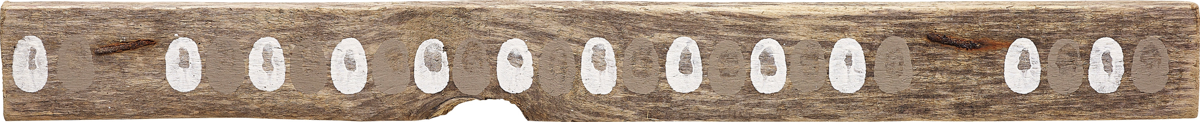 Richard Long — China clay and River Avon mud on driftwood with rusted nails