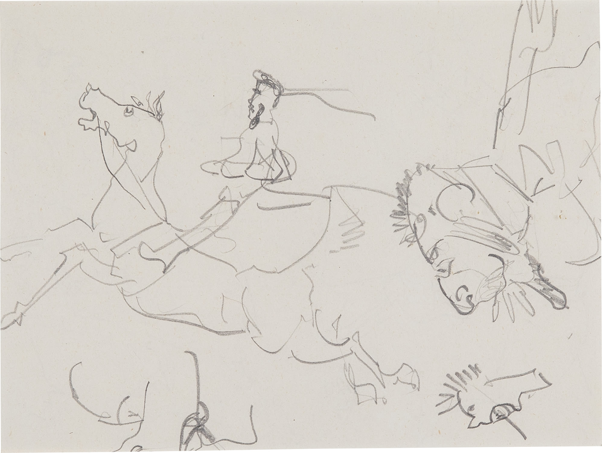 Henri de Toulouse-Lautrec — Cavalier (recto) and Croquis (verso)