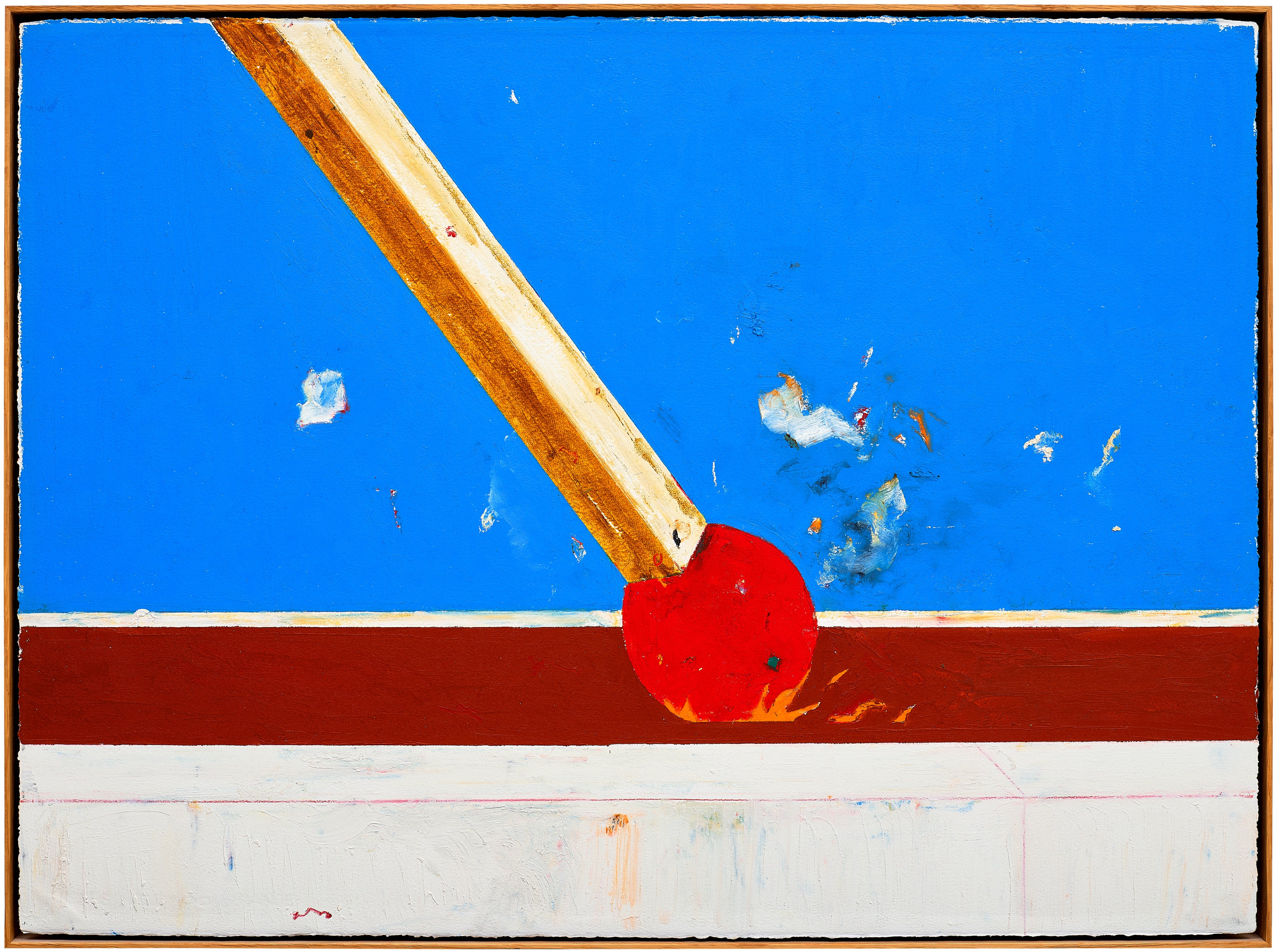 oilstick and graphite on paper, in artist's frame