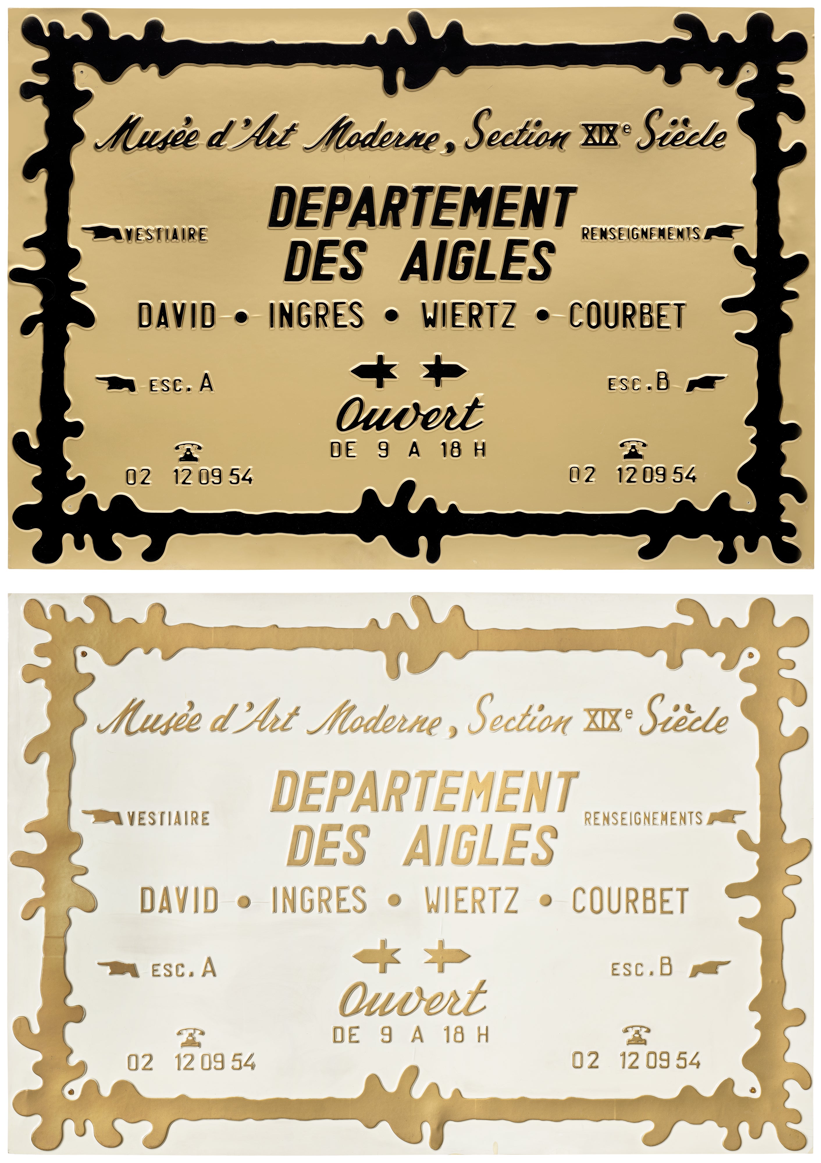 Marcel Broodthaers — Two works: (i) Département des Aigles (David-Ingres-Wiertz-Courbet); (ii) Département des Aigles (David-Ingres-Wiertz-Courbet)