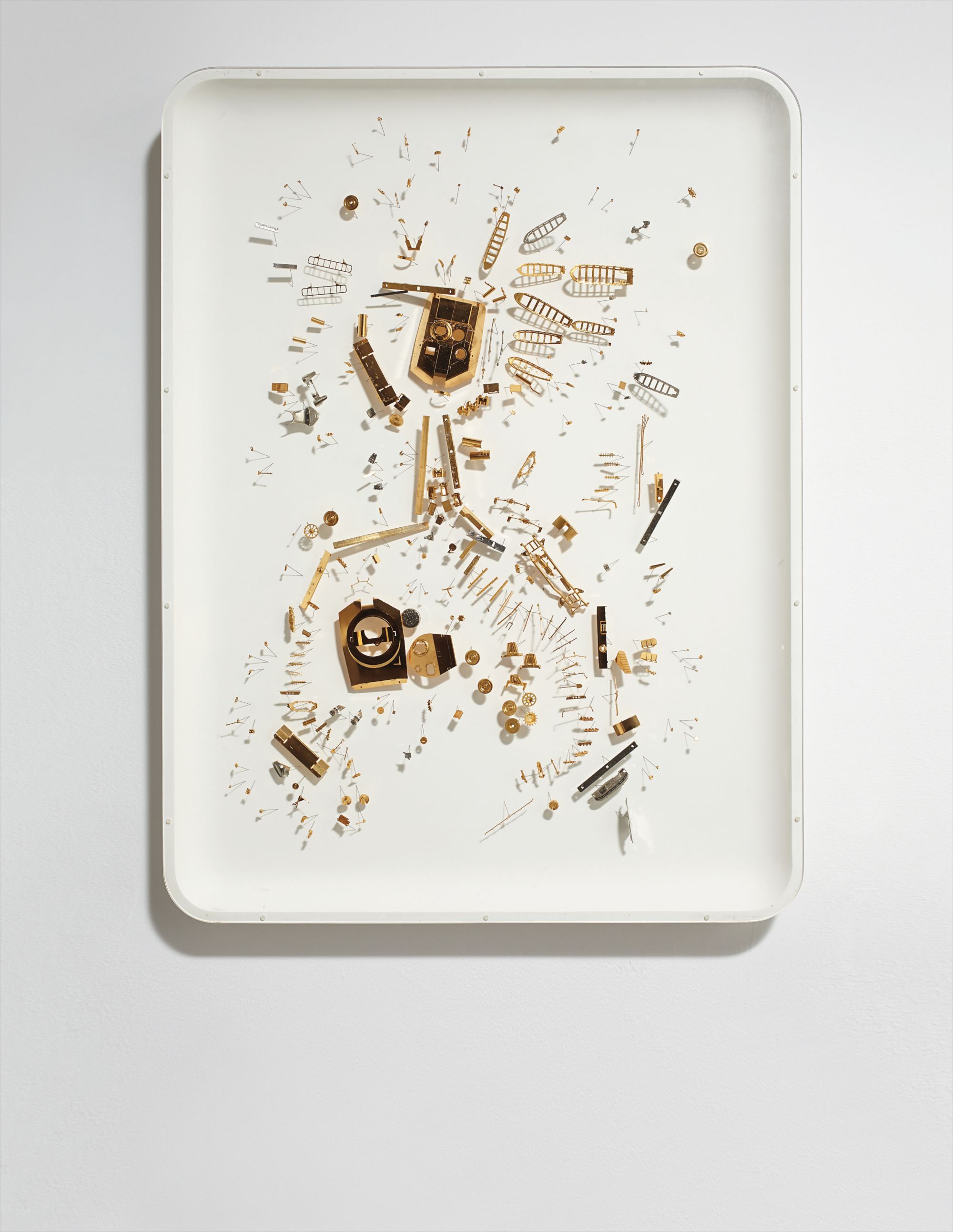 Glenn Kaino — gold, plastic, steel pins, wood, glue and white paint