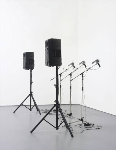 hairdryers, speakers, stands, cables