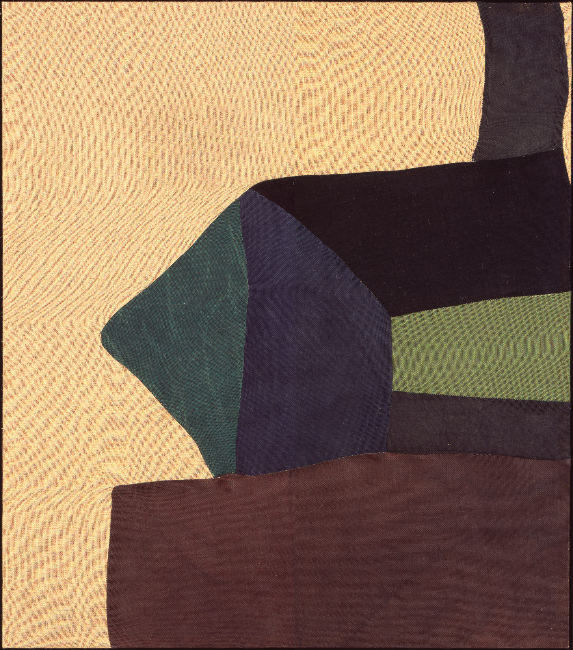 Sergej Jensen — sewn jute, in artist's frame