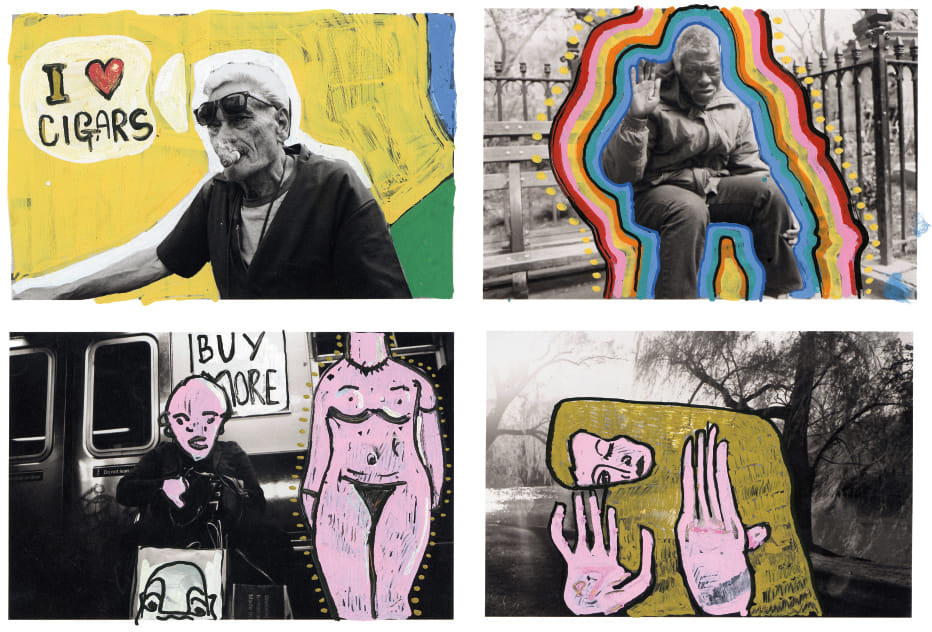 Four works: (i) I love cigars; (ii) Another broken man; (iii) Buy more feel less; (iv) Gustav Klimt in central park