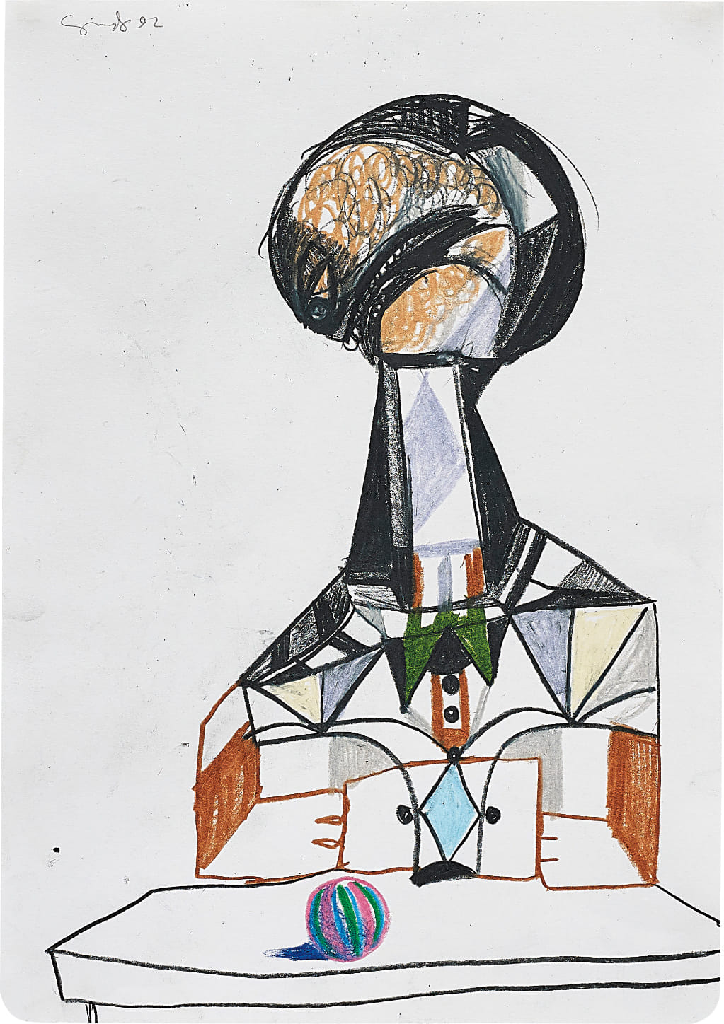 George Condo — crayon on paper