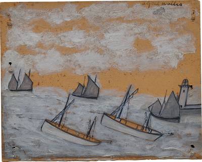 (Recto) Luggers nearing a Harbour and Lighthouse; (Verso) The ‘Bessie’ and the ‘Flying Scud’ sailing towards a harbour