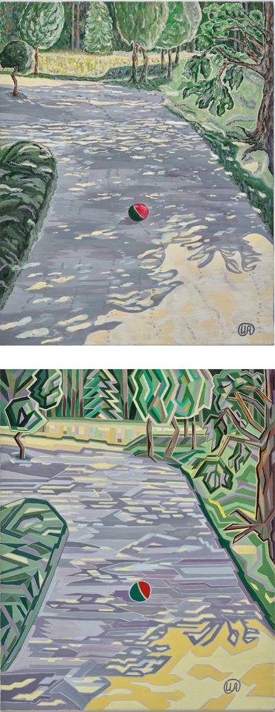 Two works: (i) A shadowy alley in the park 1; (ii) A shadowy alley in the park 2