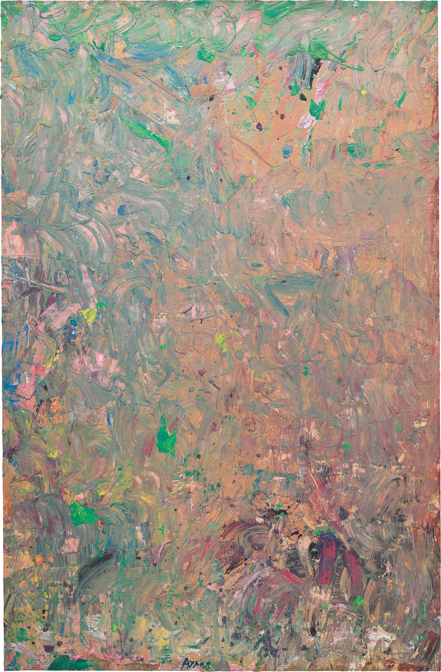 Gillian Ayres — household paint on burlap