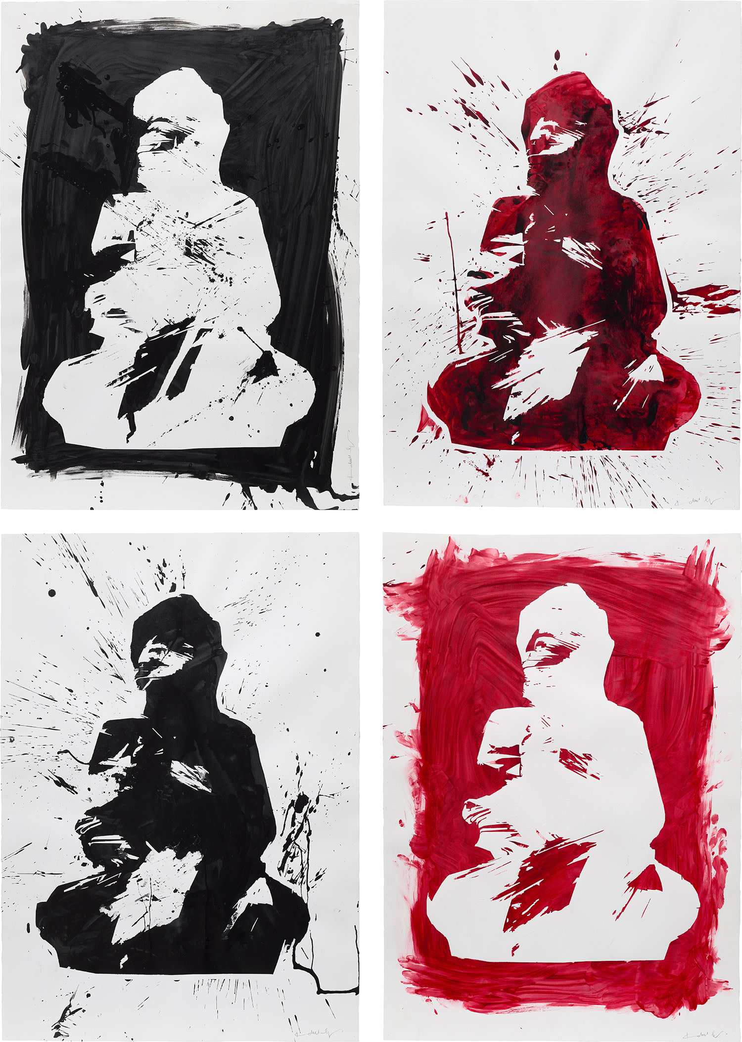 Positive and Negative Red and Black Buddha