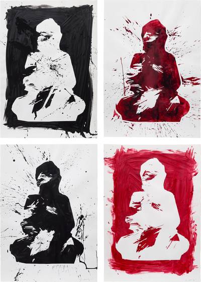 Positive and Negative Red and Black Buddha