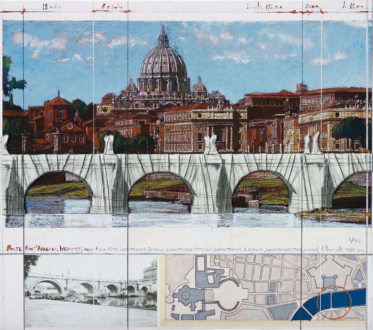 Christo and Jeanne-Claude — Ponte Sant'Angelo, Wrapped, Project for Rome