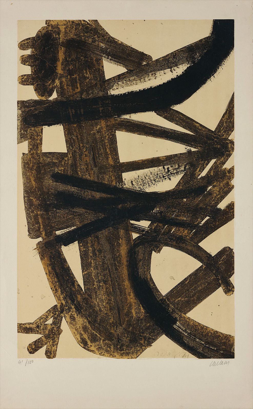 Pierre Soulages — Composition en brune et jaune (Composition in Brown and Yellow)