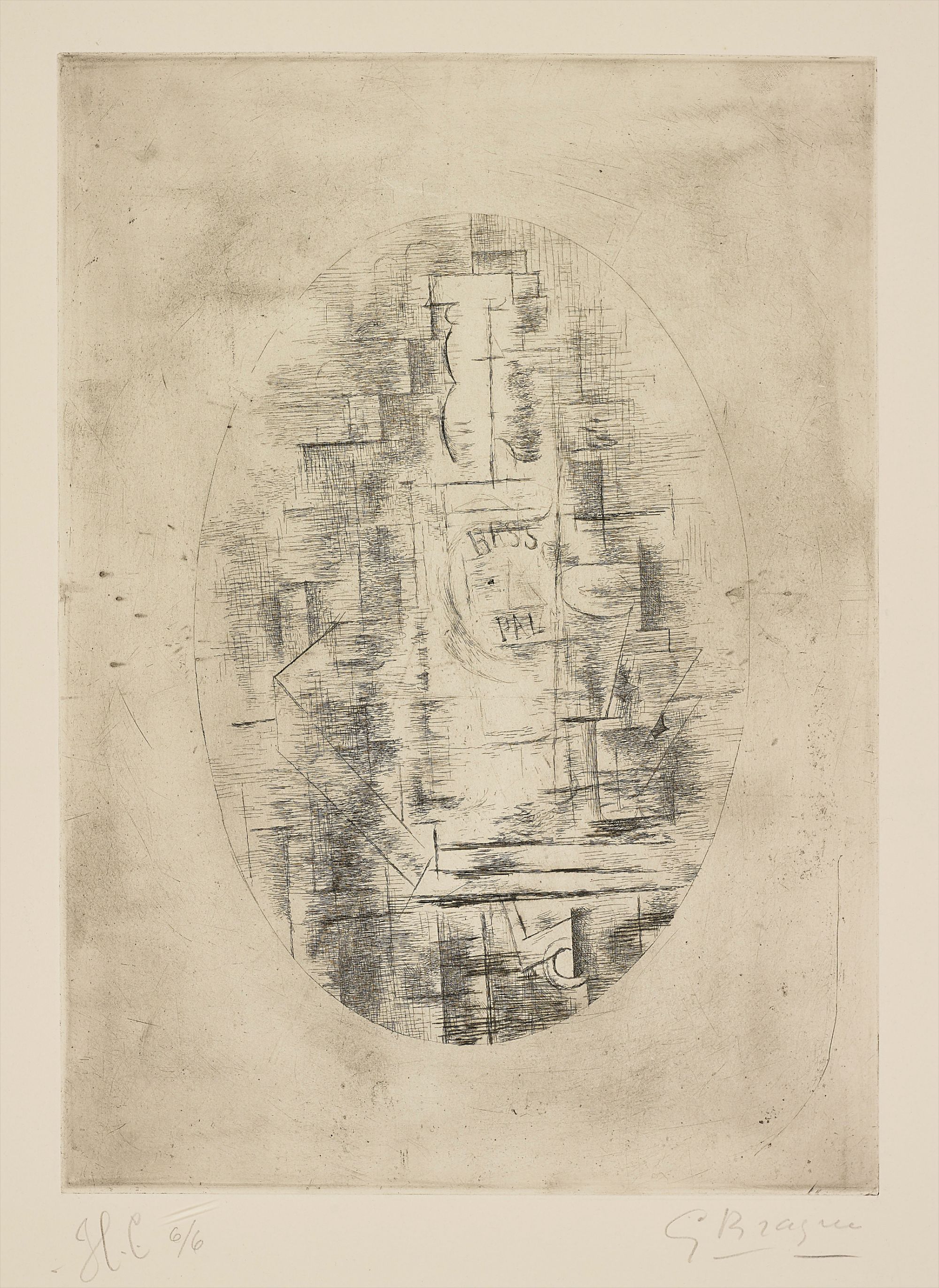 Georges Braque — Pal (Bouteille de Bass et verre sur une table) (Bass Bottle and Glass on Table)