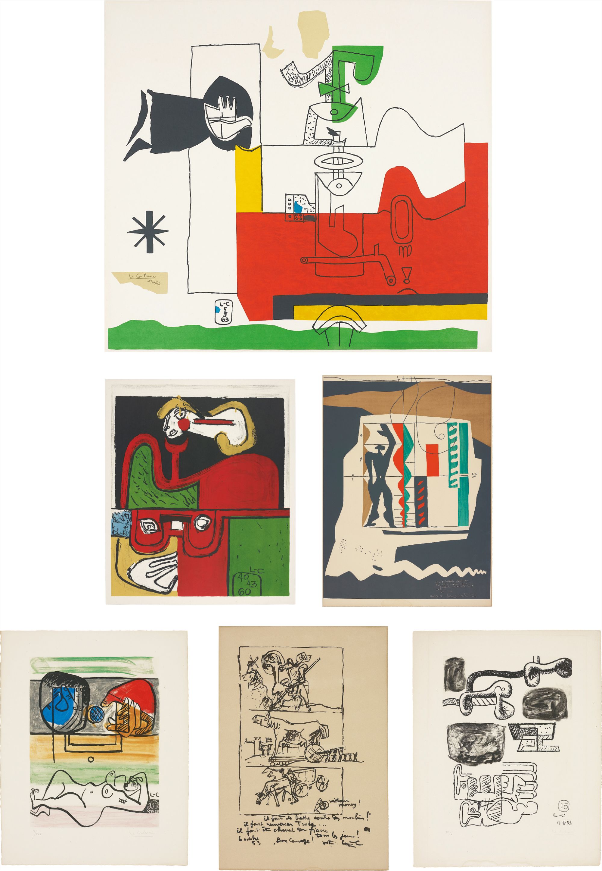 Le Corbusier — Totem; Portrait; Modular; Unité: two plates; and Don Quijote
