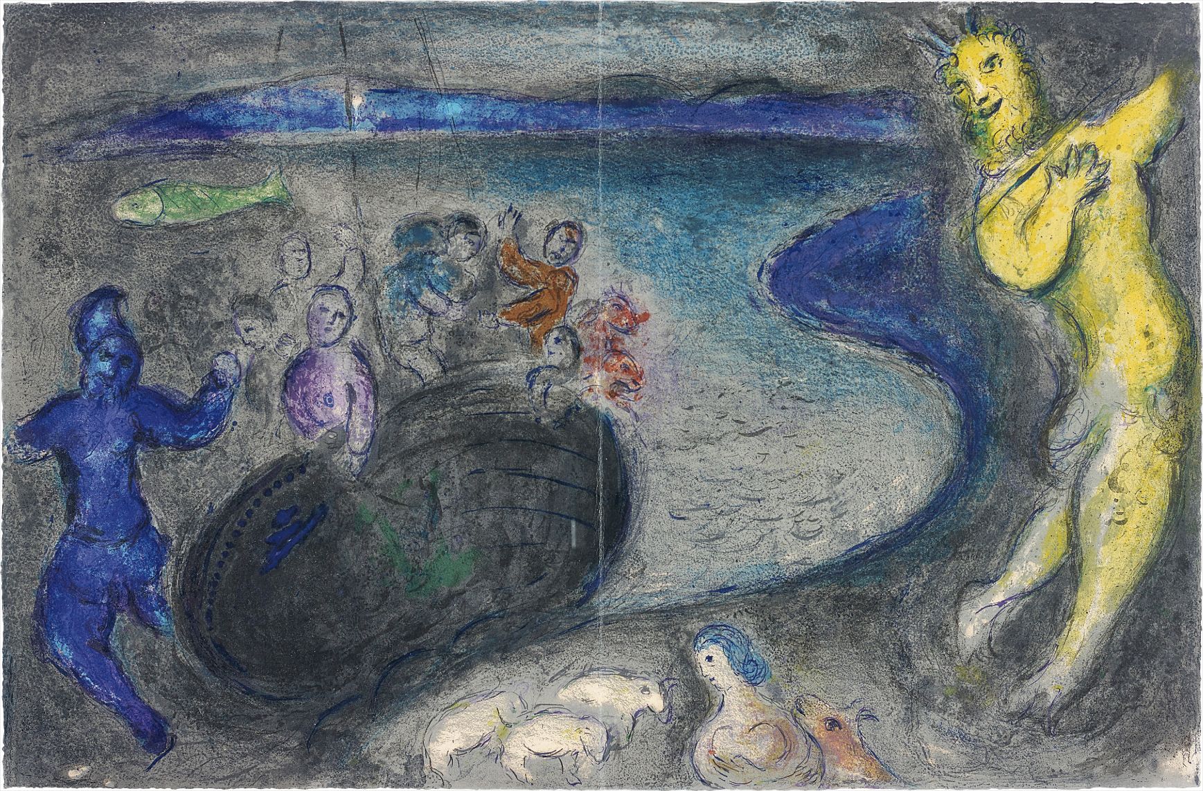 Marc Chagall — Le Songe du Capitaine Bryaxis (Captain Bryaxis' Dream), pl. 21 from Daphnis et Chloé
