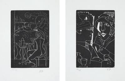 Fleet's Inn; and Two at the Bar, from Woodcuts 1928-29