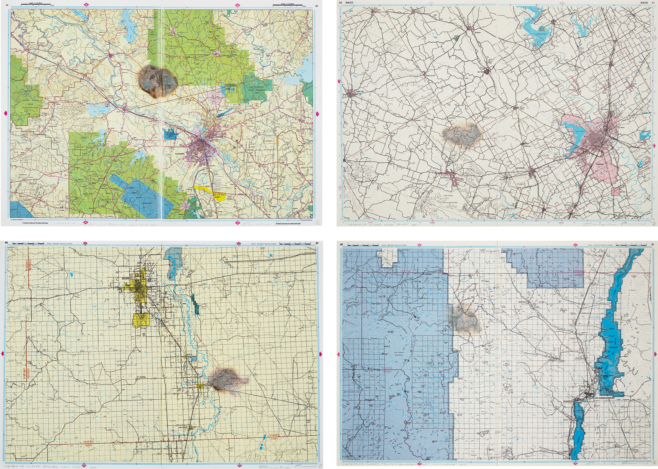Meteorite Lands on Bagdad, Louisiana; Meteorite Misses Roswell, New Mexico; Meteorite Misses Waco, Texas; and Meteorite Misses Truth + Consequences, New Mexico, from Meteorite Lands....in the Middle of Nowhere