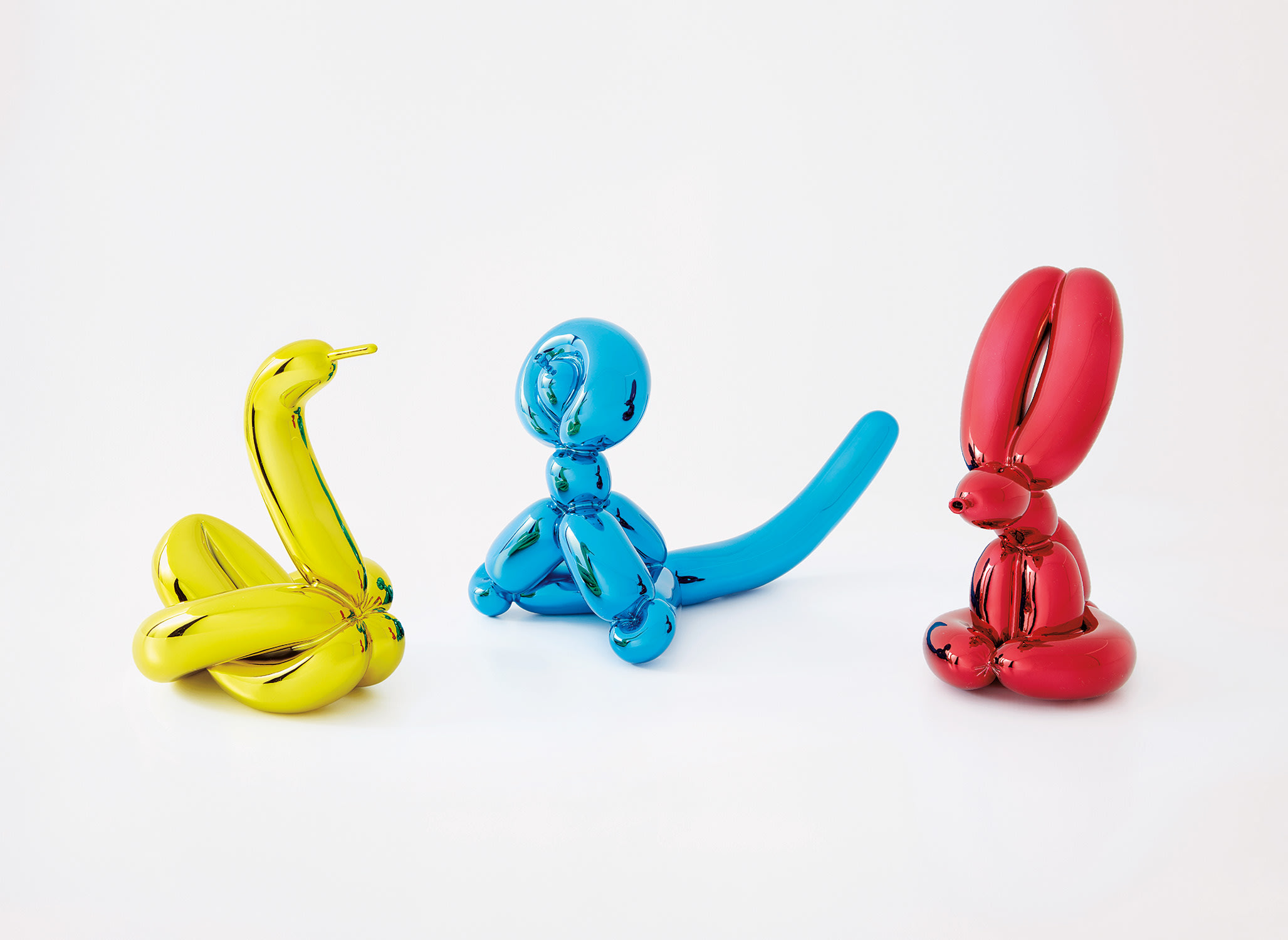 Jeff Koons — Balloon Swan (Yellow); Balloon Monkey (Blue); and Balloon Rabbit (Red)