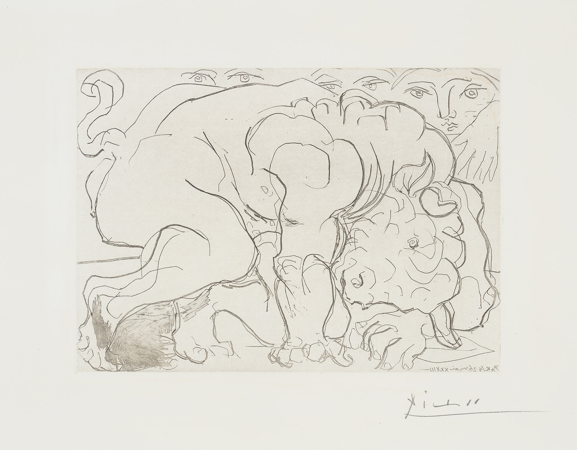 Pablo Picasso — Minotaure blessé (Wounded Minotaur), plate 88 from La Suite Vollard (Bl. 196, Ba. 363)
