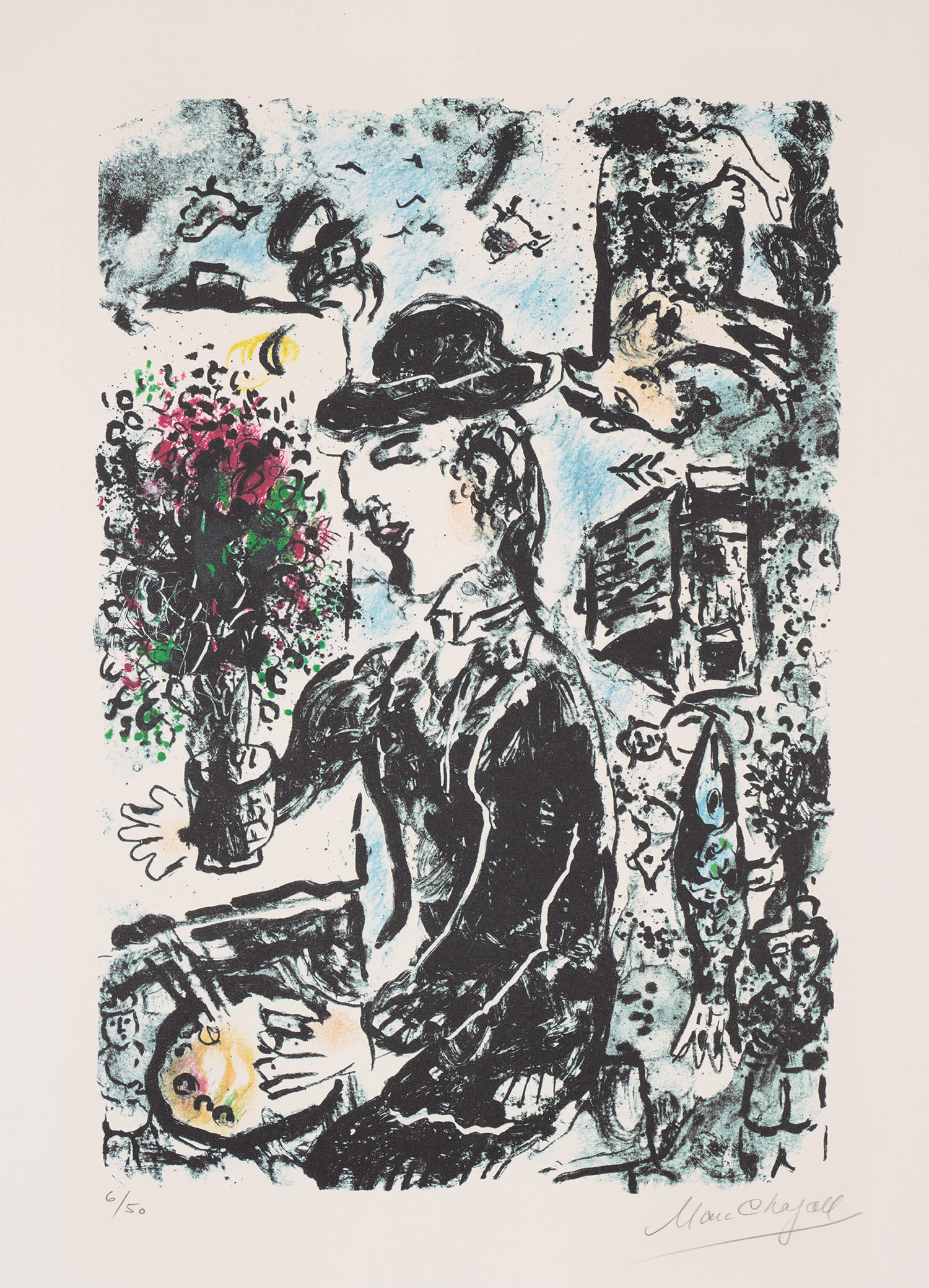 Marc Chagall — Le Peintre au chapeau (The Painter in Hat) (M. 1010)
