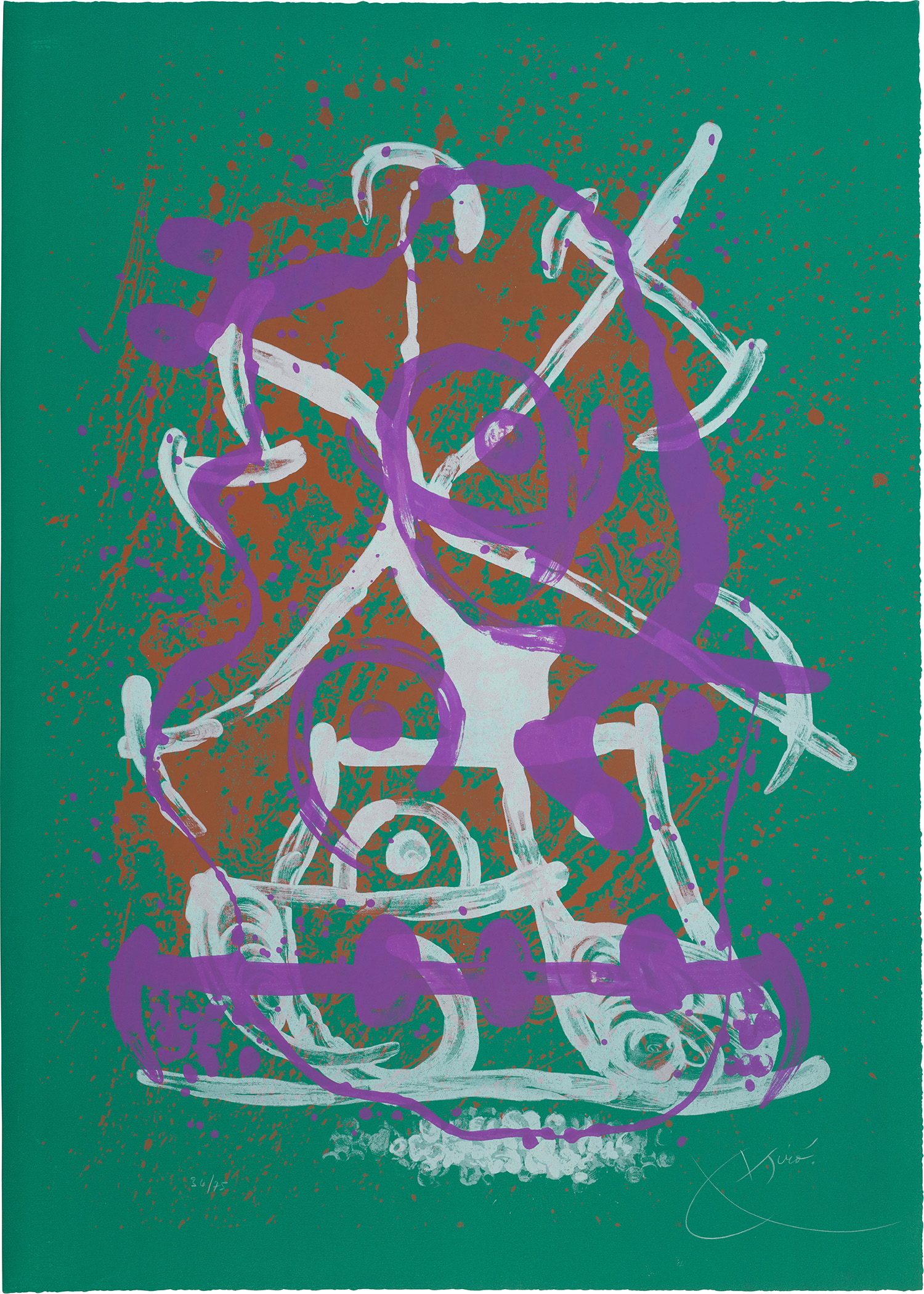 Joan Miró — Chevauchée - vert violet brun (Horse Ride - Green Violet Brown) (M. 611, M. 543)