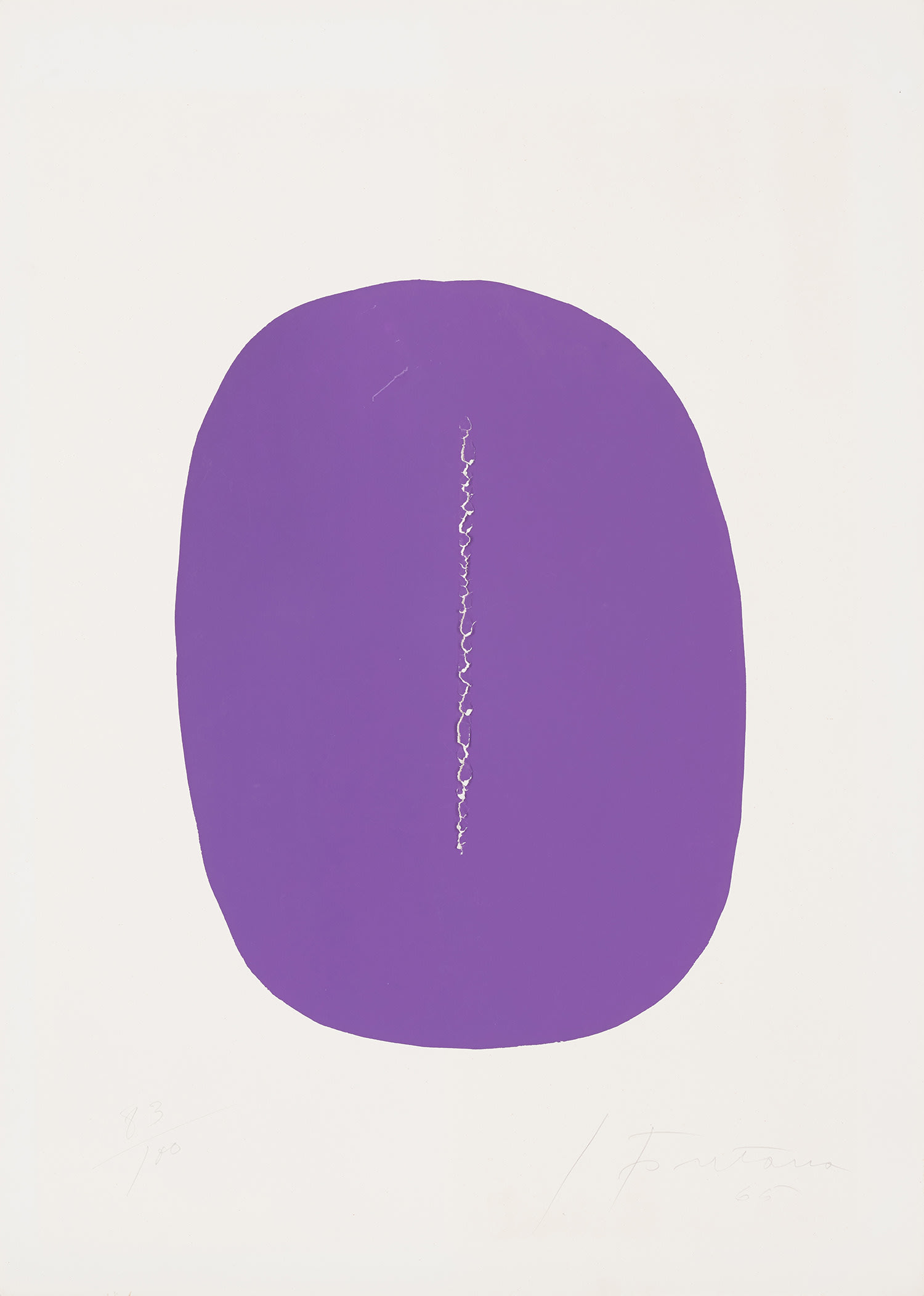 Lucio Fontana — Concetto Spaziale Ovale violet avec fente (Space Concept Purple Oval with Incision) (R. & R. S-2)