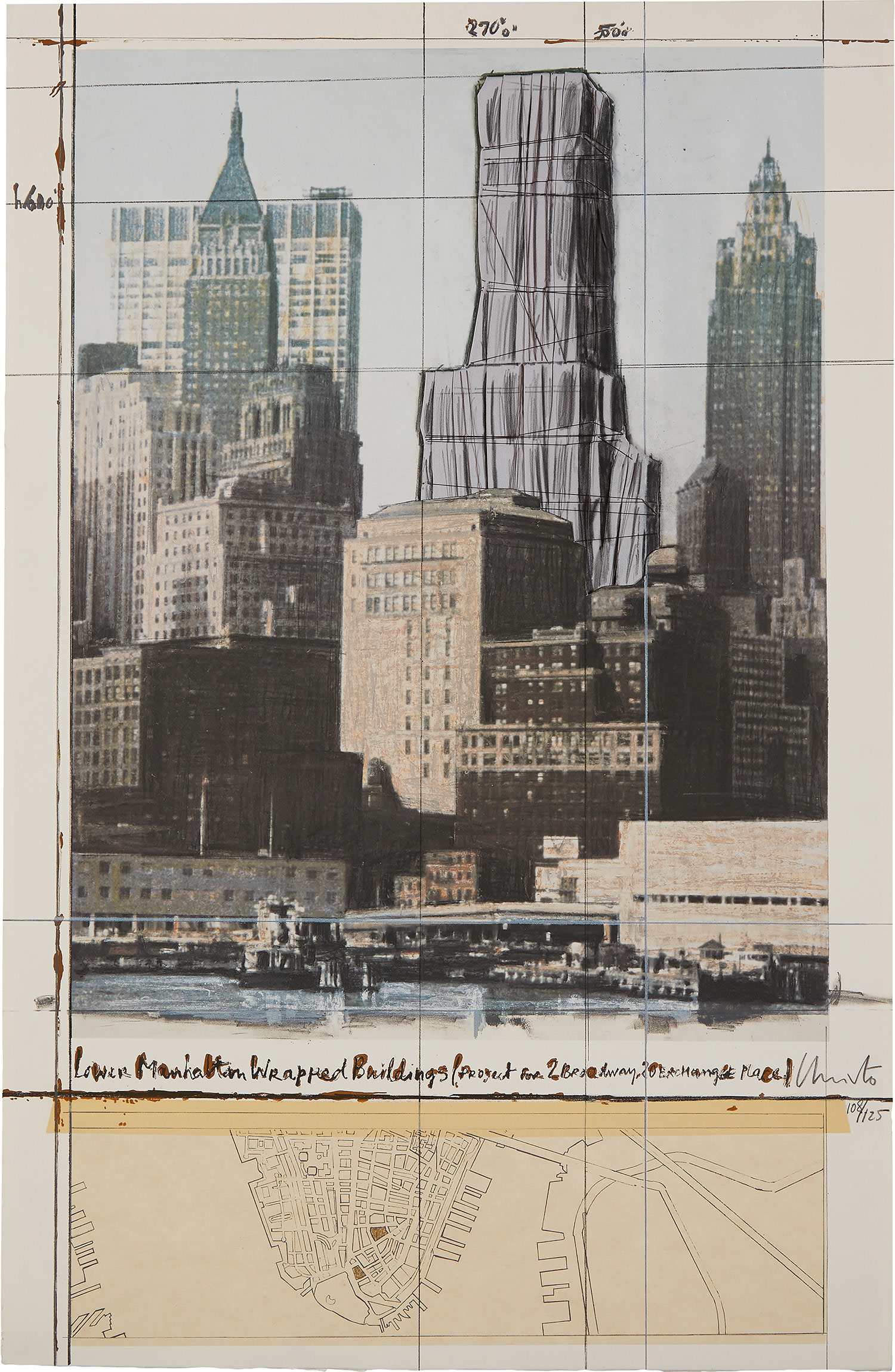 Christo and Jeanne-Claude — Lower Manhattan Wrapped Buildings, (Project for 2 Broadway, 20 Exchange Place) (S. 150)