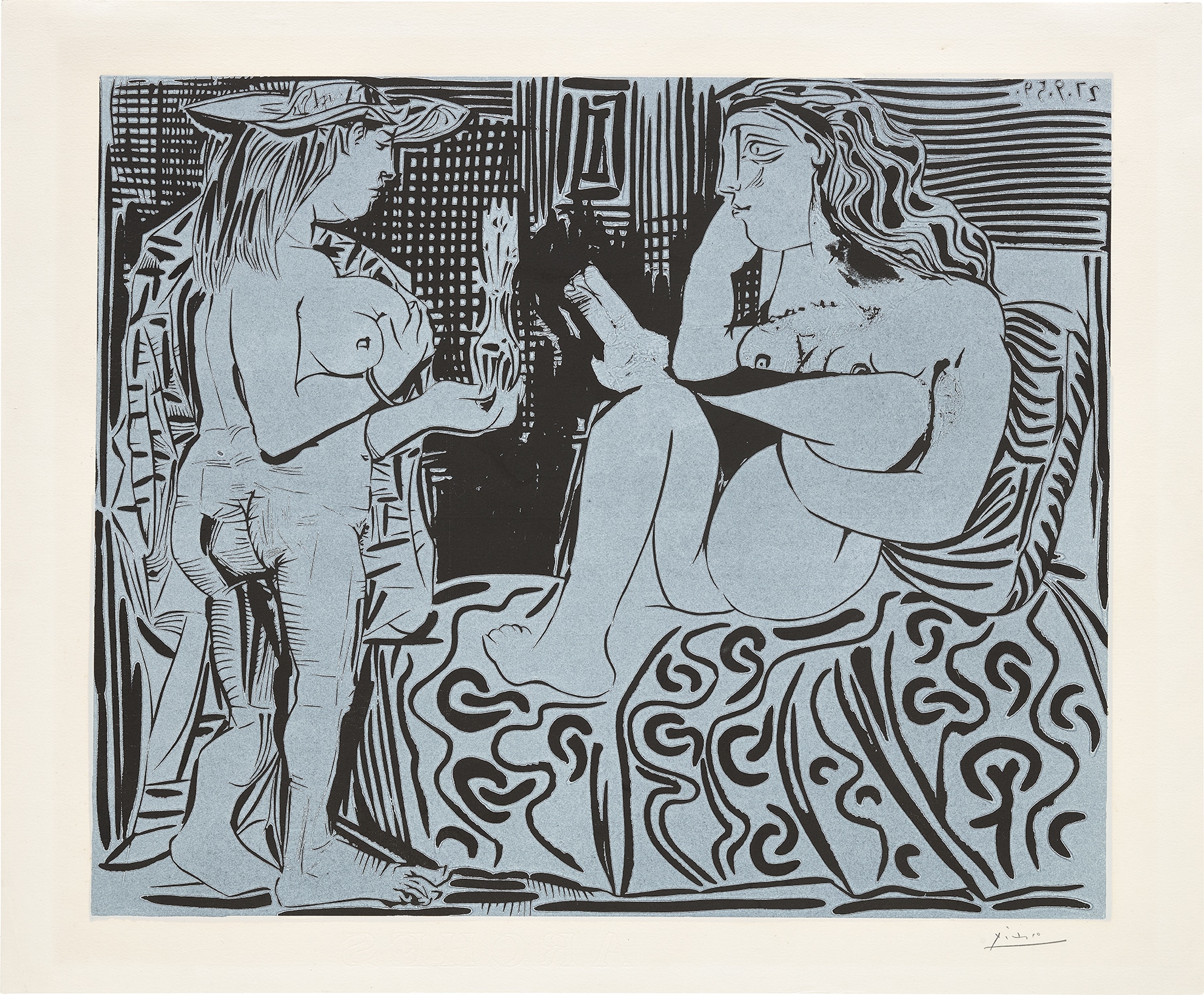 Pablo Picasso — Deux femmes avec un vase à fleurs (Two Women with a Vase of Flowers) (Bl. 915, Ba. 1239)