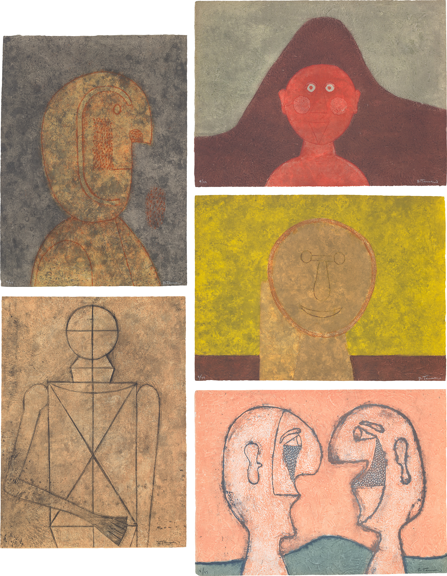 Rufino Tamayo 15 Aguafuertes (15 Etchings): five plates (P. 256-259, 264)