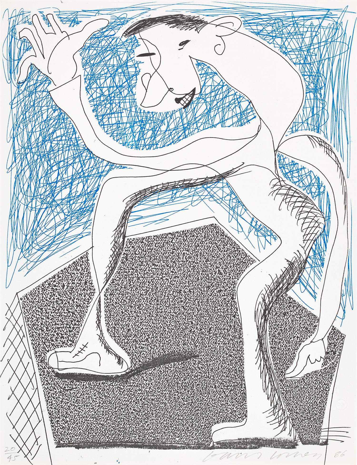 David Hockney — Waving, April 1986 (M.C.A.T. 301)