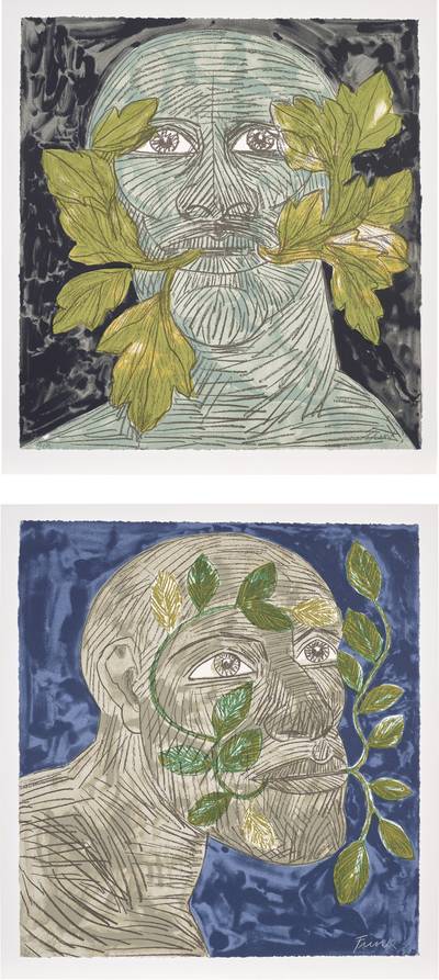 Green Man (Black) (W. 160); and Green Man (Blue) (W. 162), from Green Man