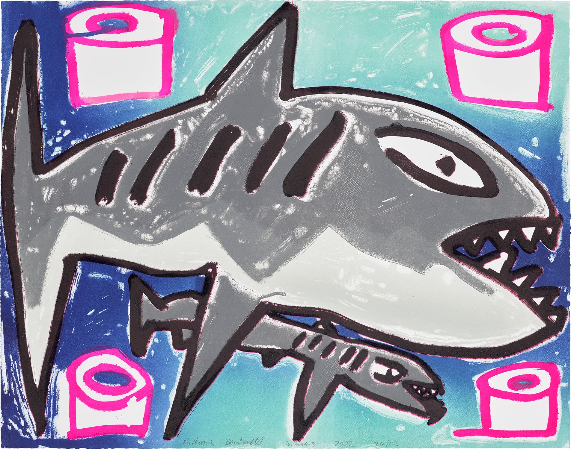 Katherine Bernhardt — Swimmers, from Greenpeace 50 Years Print Portfolio