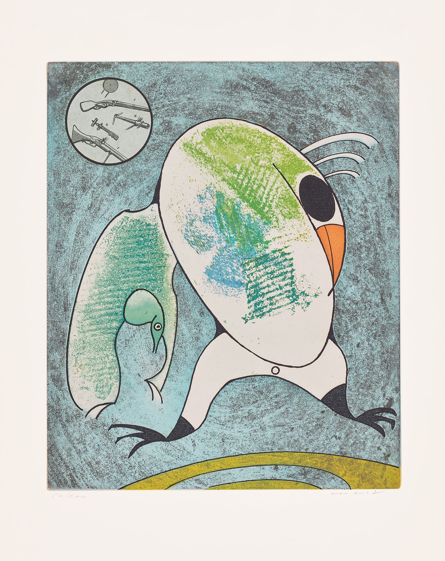 Devant mon aile droite couve le morne militaire (In Front of my Right Wing Broods the Military Gloom), plate 5 from Oiseaux en péril (Birds in Danger)