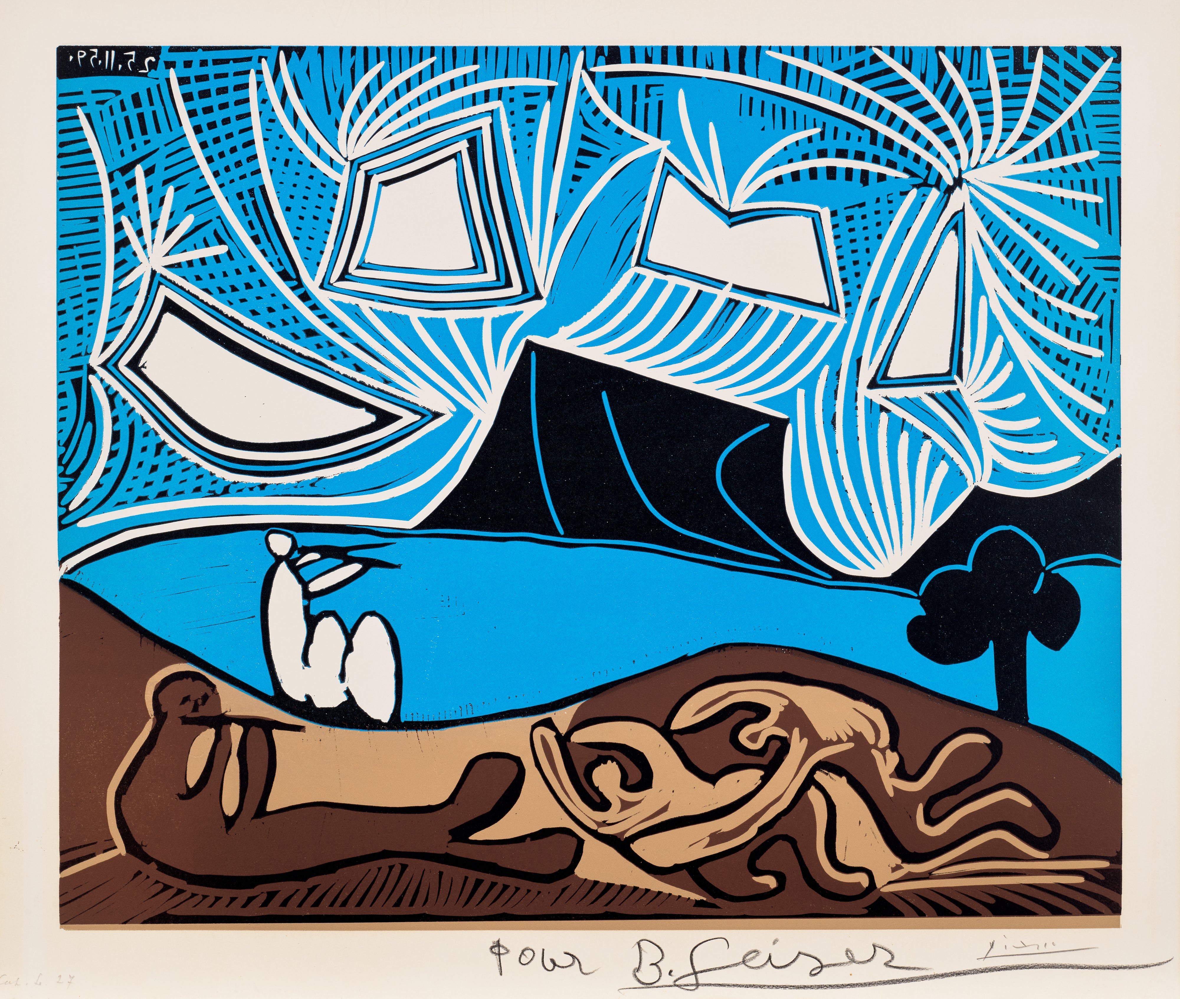 Pablo Picasso — Couple et flûtistes au bord d'un lac