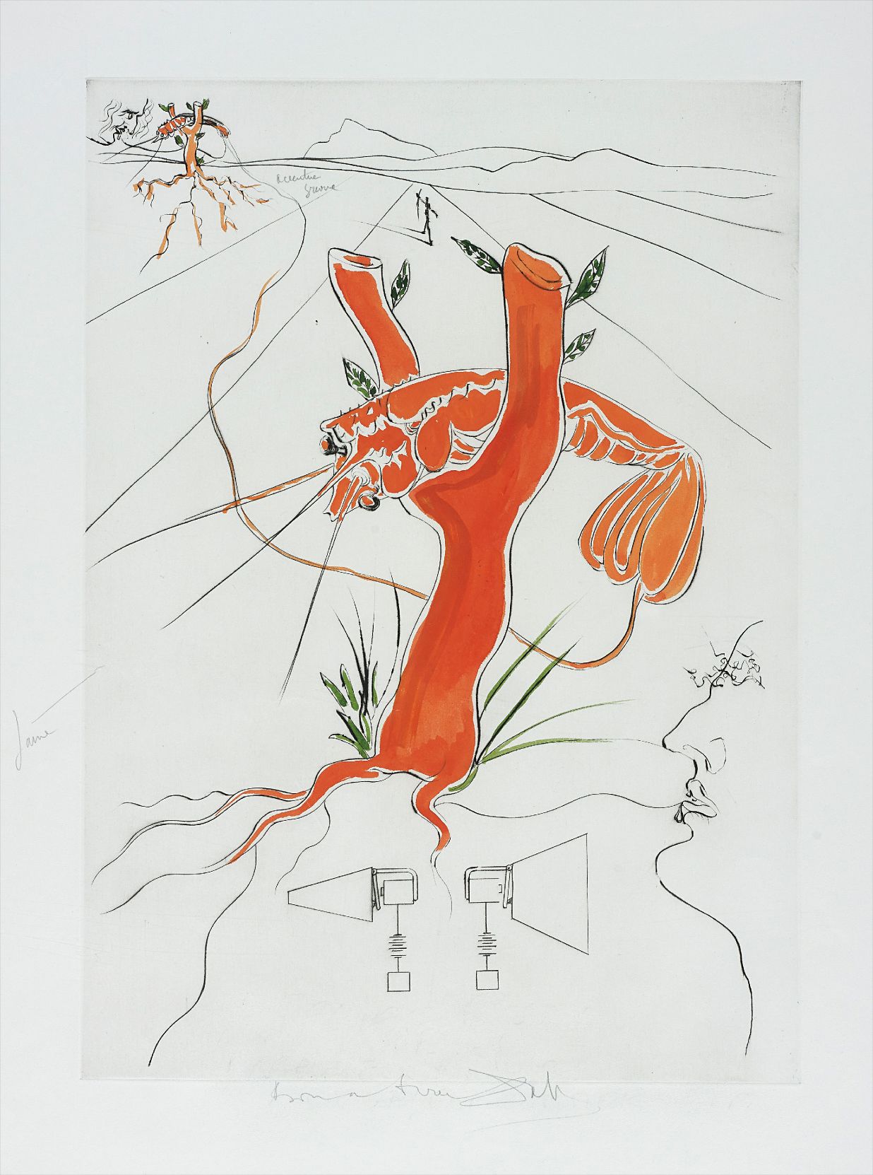 Salvador Dalí — Le Téléphone, for Hommage à Leonardo da Vinci (American Inventions), (The Telephone, for Homage to Leonardo da Vinci (American Inventions))