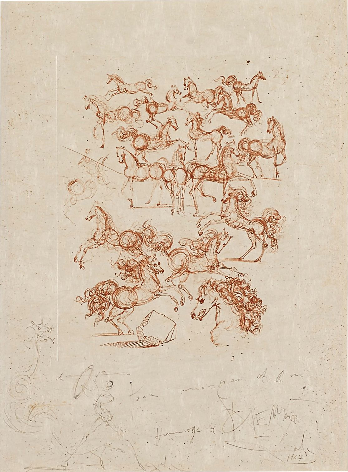Salvador Dalí — Les petits chevaux, from Poèmes de Mao Tse-Tung (The Little Horses, from Poems by Mao Zedong)