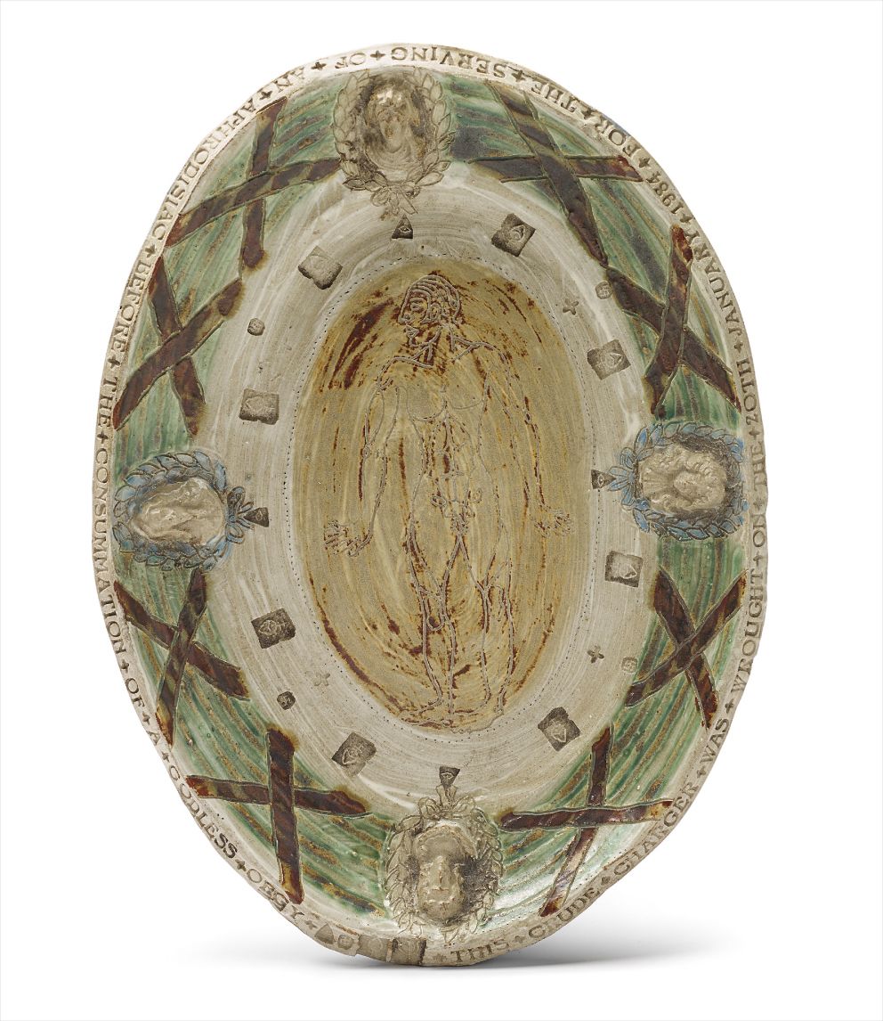 Grayson Perry — This crude charger was wrought on the 20th January for the serving of an aphrodisiac before the consummation of a godless orgy